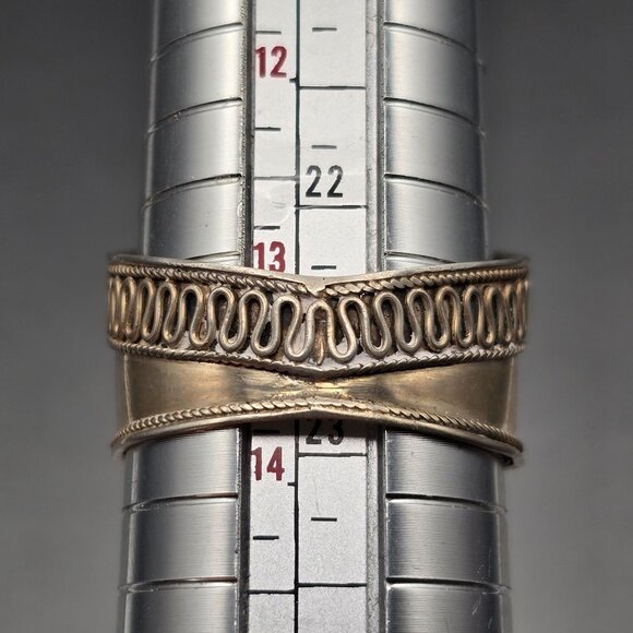 VTG Sterling Silver 925 Baltic Amber Ring Size 13.5 Wide Band Turkish Style 3.95 - Picture 6 of 10